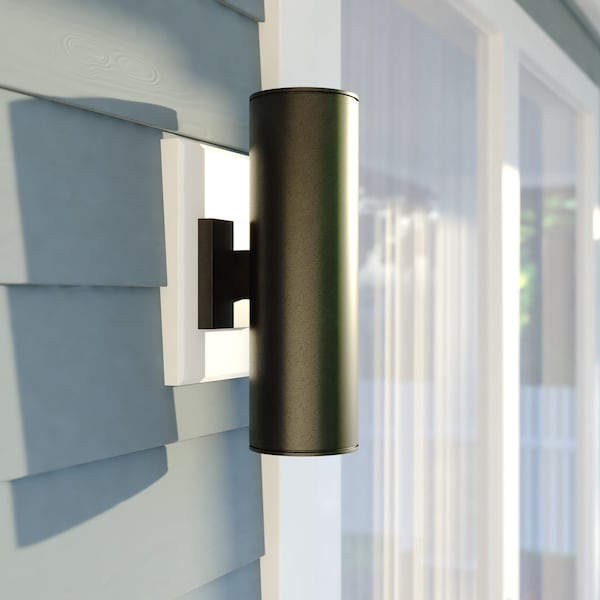 Vaxcel Chiasso Aluminum 2 Light Dusk to Dawn Black Contemporary Outdoor Tube Wall Light T0653 - main